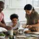 family in the kitchen together